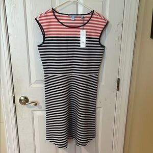 NWT DRAPER JAMES Striped Navy blue and Pink Dress